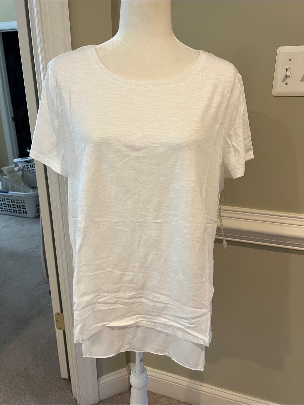 Chico's White Layered-Hem Short Sleeve Tee - Chicos 2 Twofer